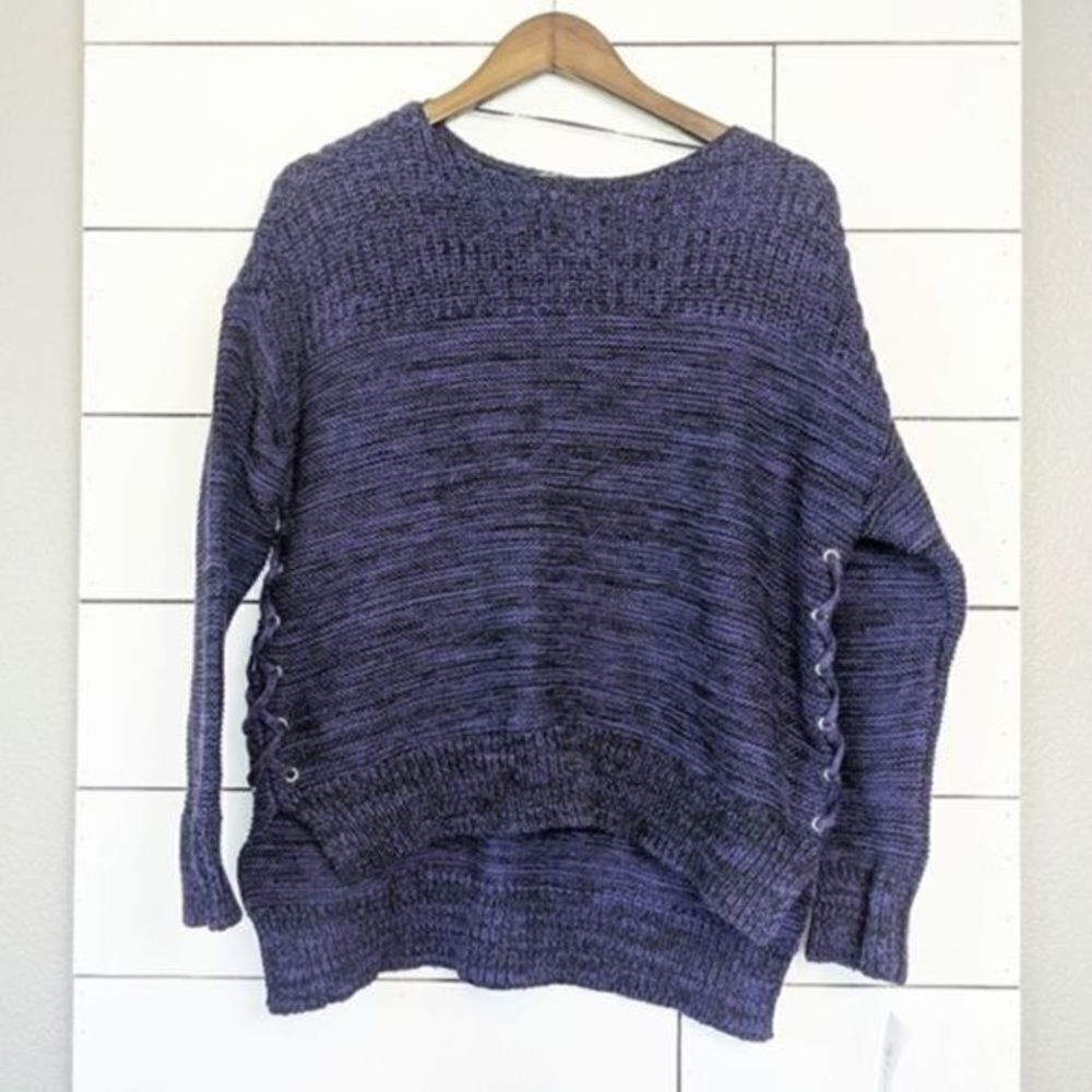 Style & Co Purple Lace Up Knit Sweater Small NWT